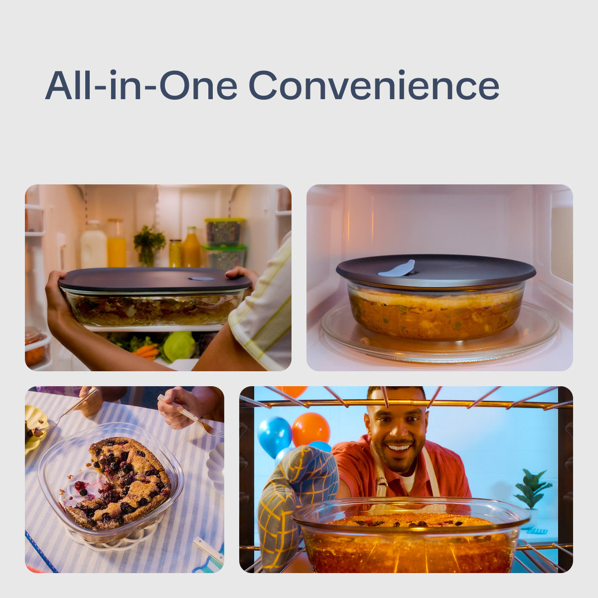 Tupperware Voila? Glass Bakeware Set of 3 | Square. Round & XL Rectangular